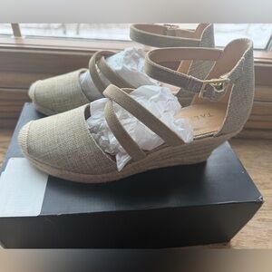 Talbots Lyndsay Natural Strappy Espadrille Wedge Sandals Size 9